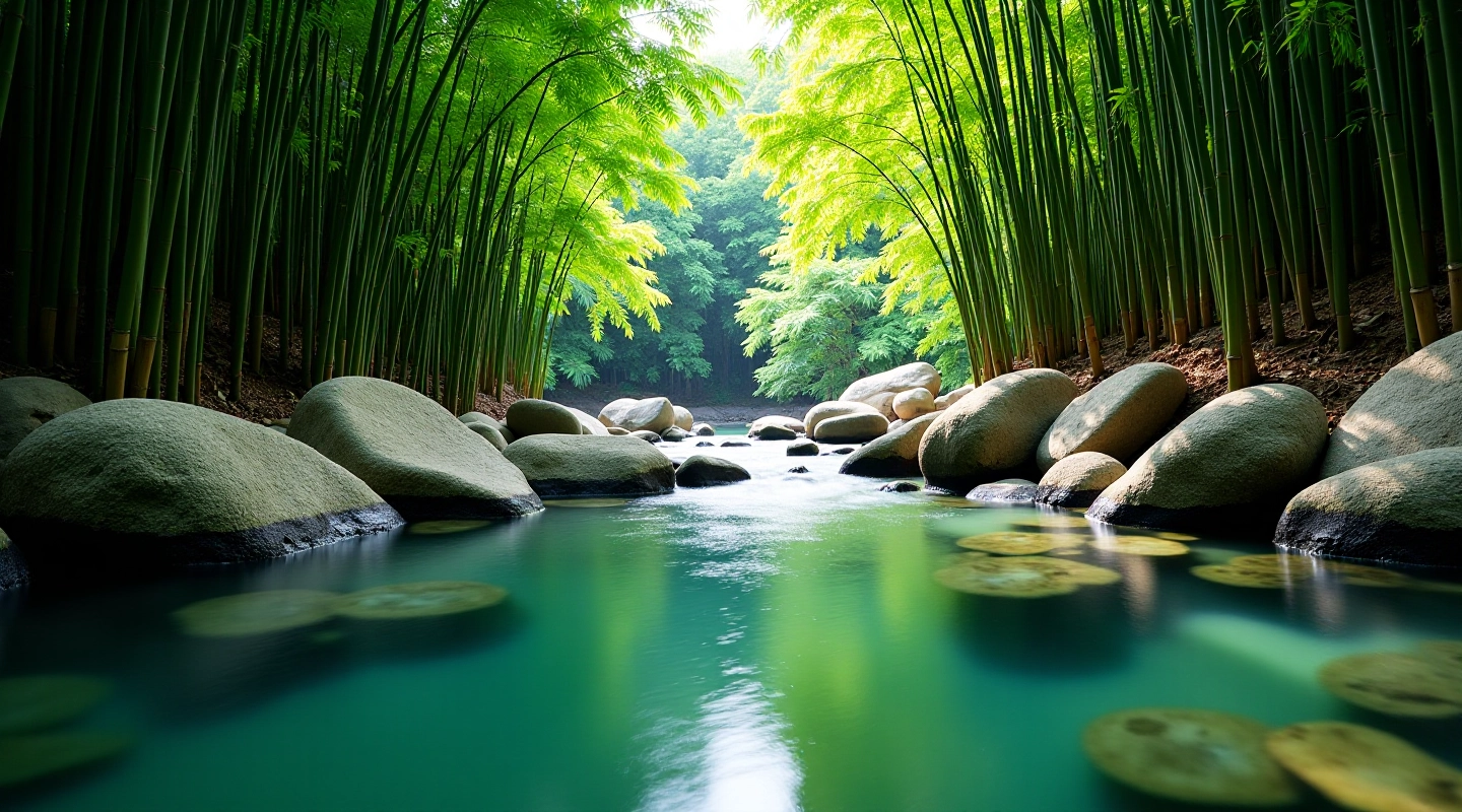 Pozas naturales en el río Mameyes rodeadas de vegetación tropical, agua cristalina entre rocas